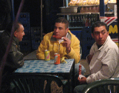 eating spiral cut hot dogs. Boquete, Panama