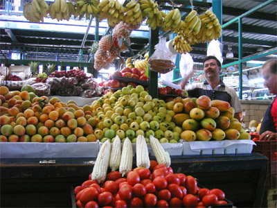 Veggie and Fruit Stall at the market in Manzanillo Mexico