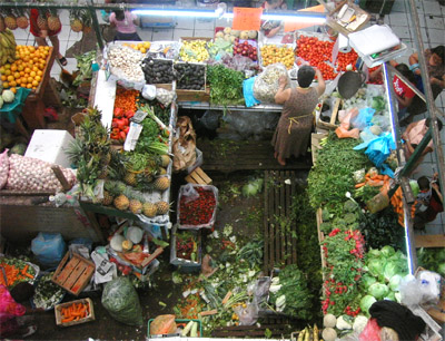 Veggie and Fruit Stall at the market in Manzanillo Mexico