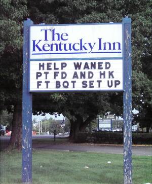 Kentucky Inn Funny sign