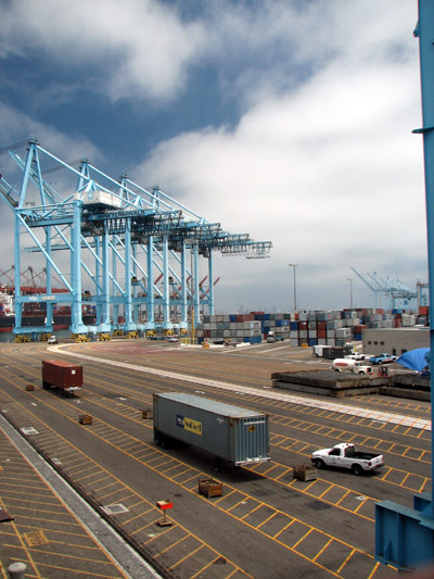 container terminal cranes. Terminal Island, Long Beach, California