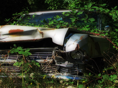 Crashed Cadillac. Portland, Oregon