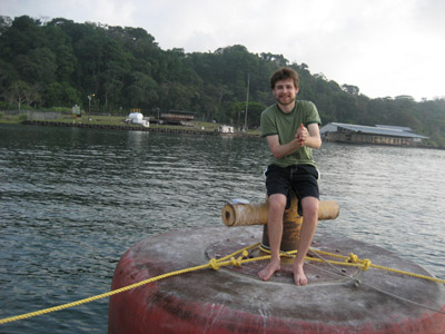 Ben on the mooring ball. Gatun Lake, Panama Canal