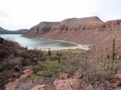 Looking down into Caleta Partida between Isla Espiritu Santo and Isla Partida Mexico