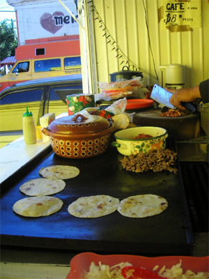 Tortillas on the grill, La Paz, Mexico
