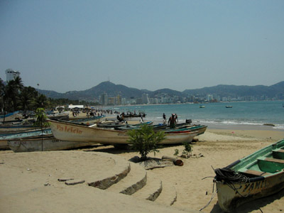 Fishing Pangas on the beach at Acapulco, Guerrero, Mexico