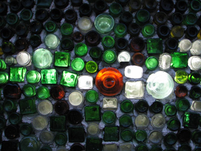bottle wall. Tulum, Mexico