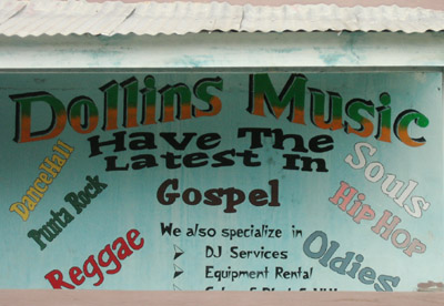 Hand Painted Sign. Dollins Music. Dangriga Town, Belize