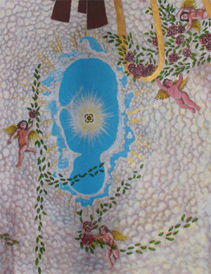 Womb detail of the Virgin of Guadalupe Mural in La Crucecita, Oaxaca, Mexico