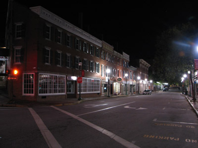 downtown Gardiner Maine at night